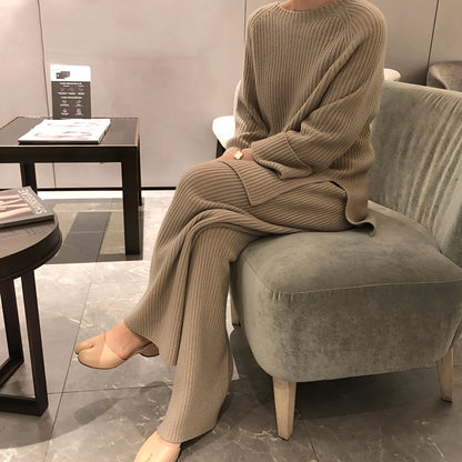 Christine - Set pulover și pantaloni tricotate lejer pentru dame