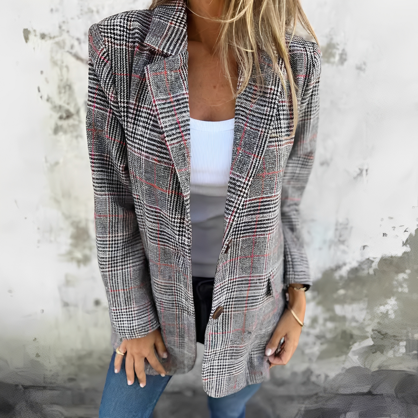 Ellen - Sacou formal cu carouri pentru dame