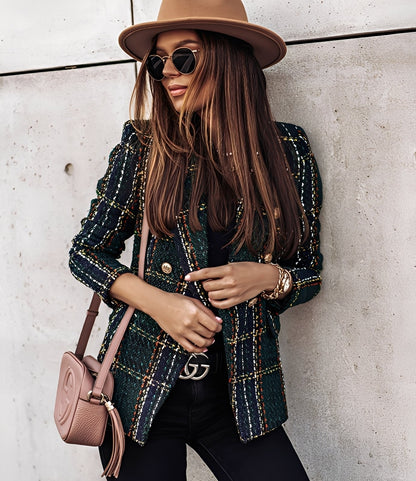 Cheri - Stilful, slim cusut Blazer cu model carouri pentru dame