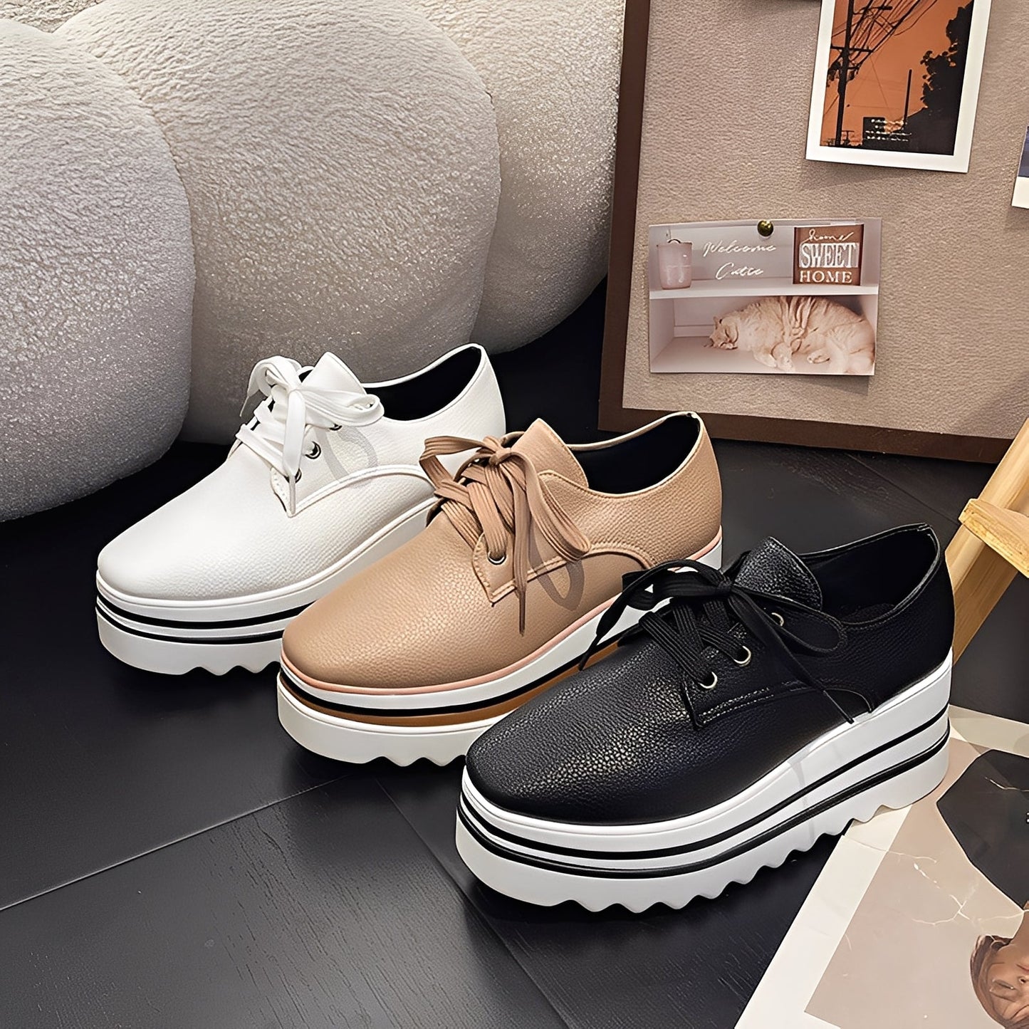 Joanne - Adidași la modă cu platformă cu talpă groasă pentru femei