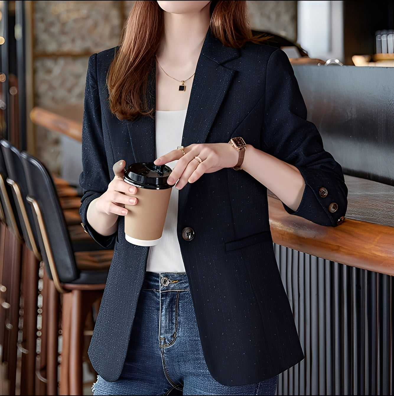 Claudia - Sacou elegant cu model în carouri pentru femei