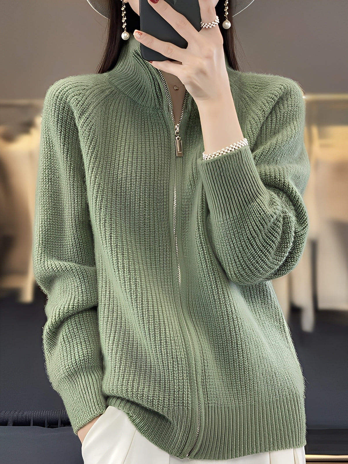 Brylee - Jachetă modernă din lână cu fermoar pentru femei