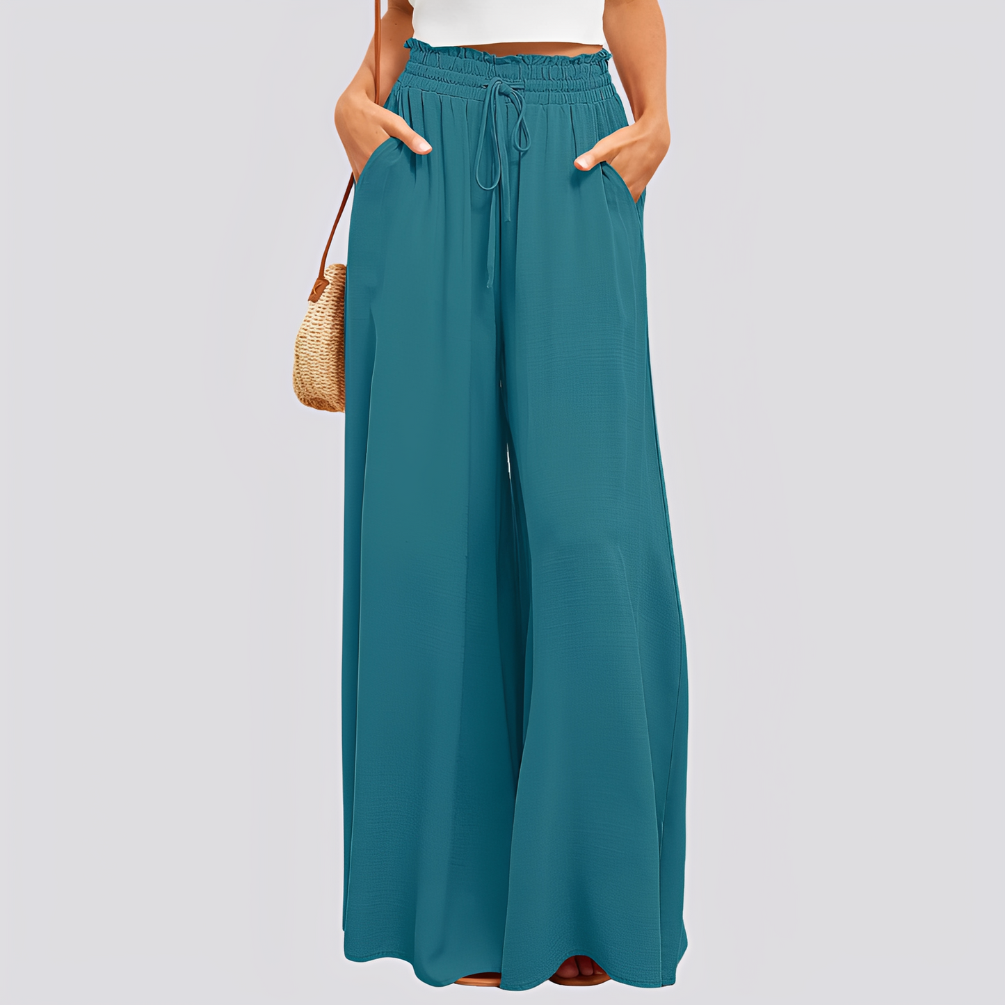 Veronica - Pantaloni lejeri, cu croi relaxat și crac larg pentru femei