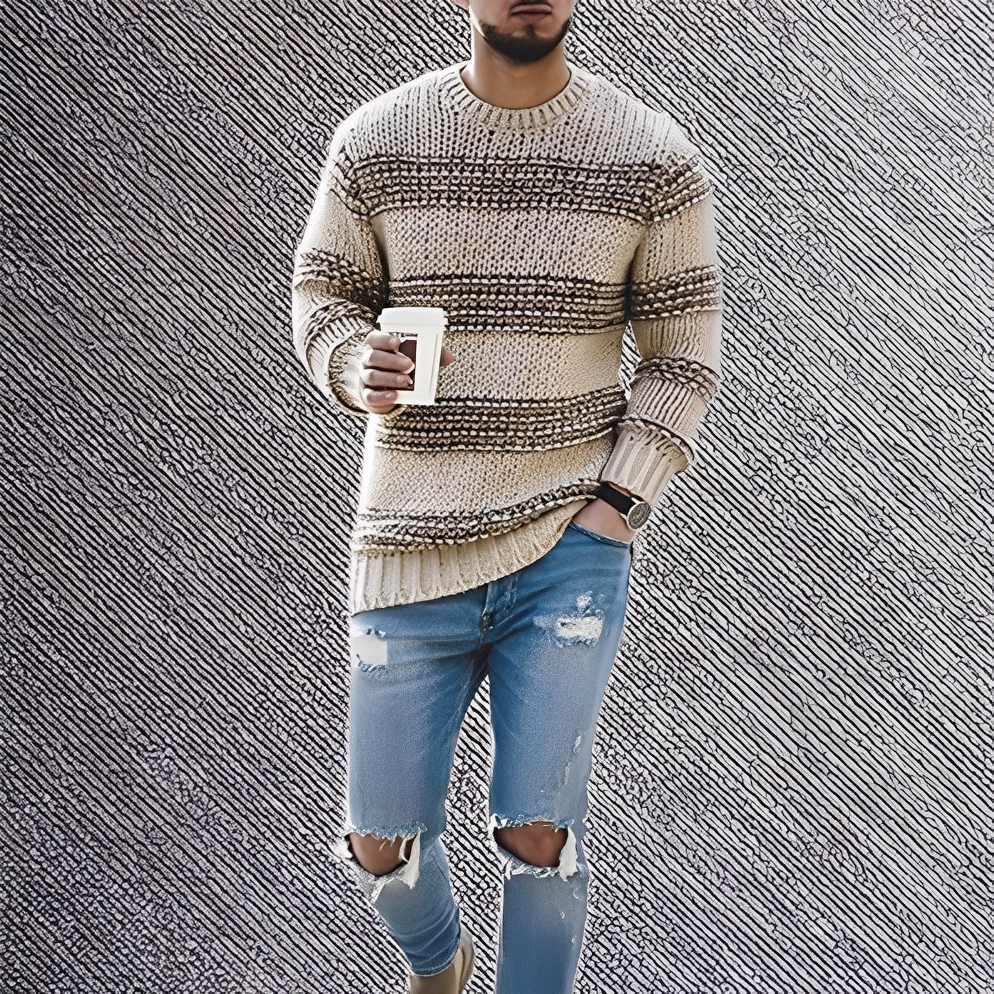 Kenzo - Pulover pentru bărbați cu dungi moi