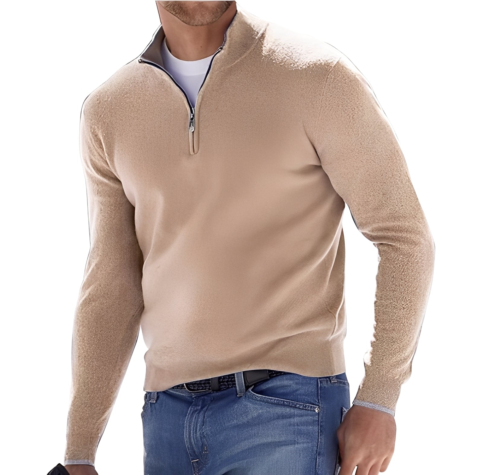 Ralph - Pulover lejer din cashmere cu fermoar pentru bărbați
