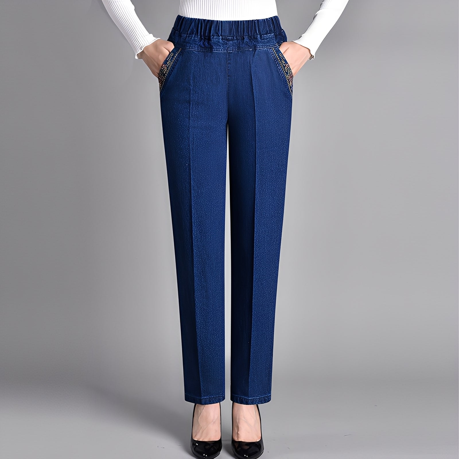 Doriane - Pantaloni simpli cu talie elastică pentru femei