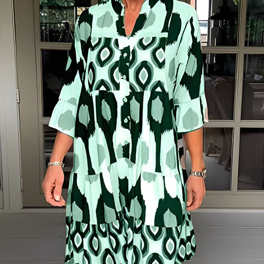 Floriane - Rochie imprimată evazată pentru femei