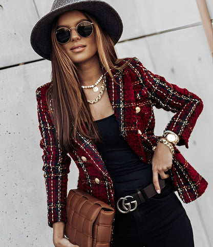 Cheri - Stilful, slim cusut Blazer cu model carouri pentru dame