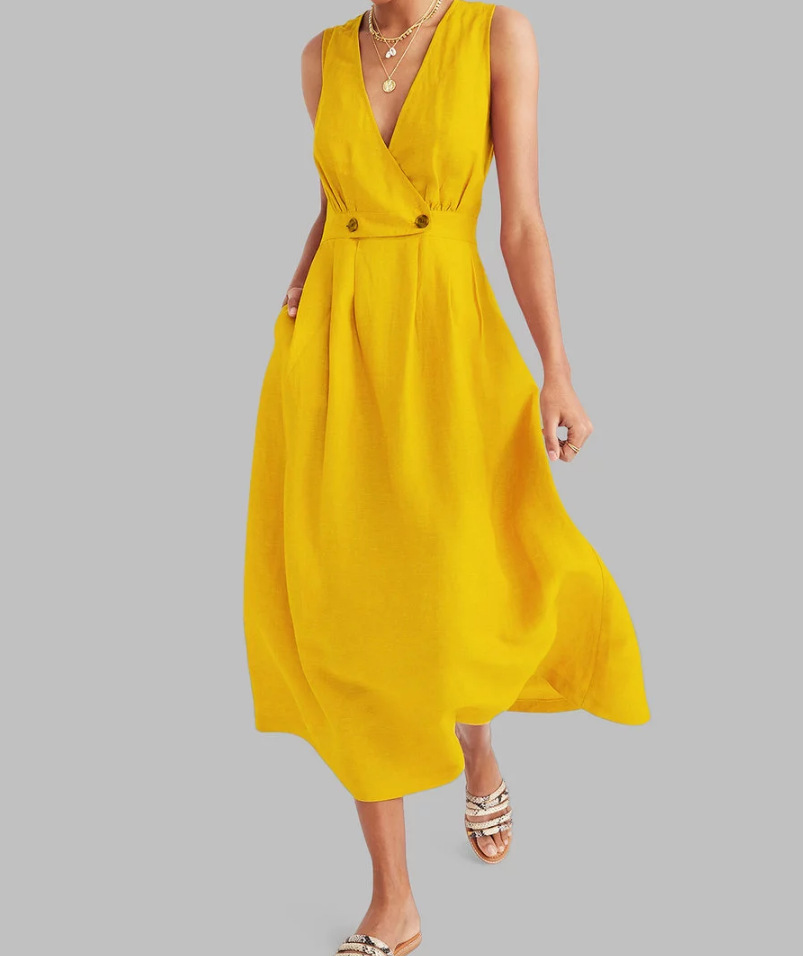 Rochie din in fără mâneci pentru femei