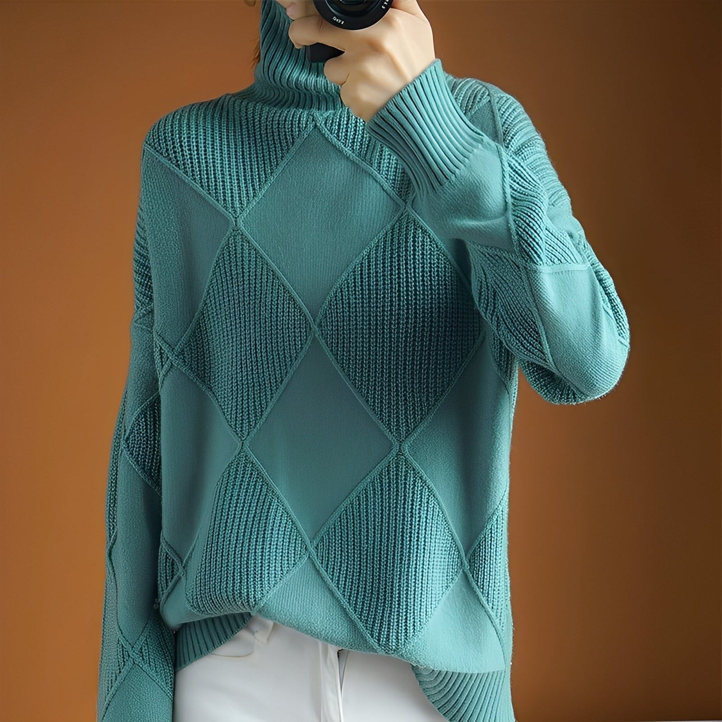 Mariette - Pulover oversize de iarnă pentru femei cu guler înalt