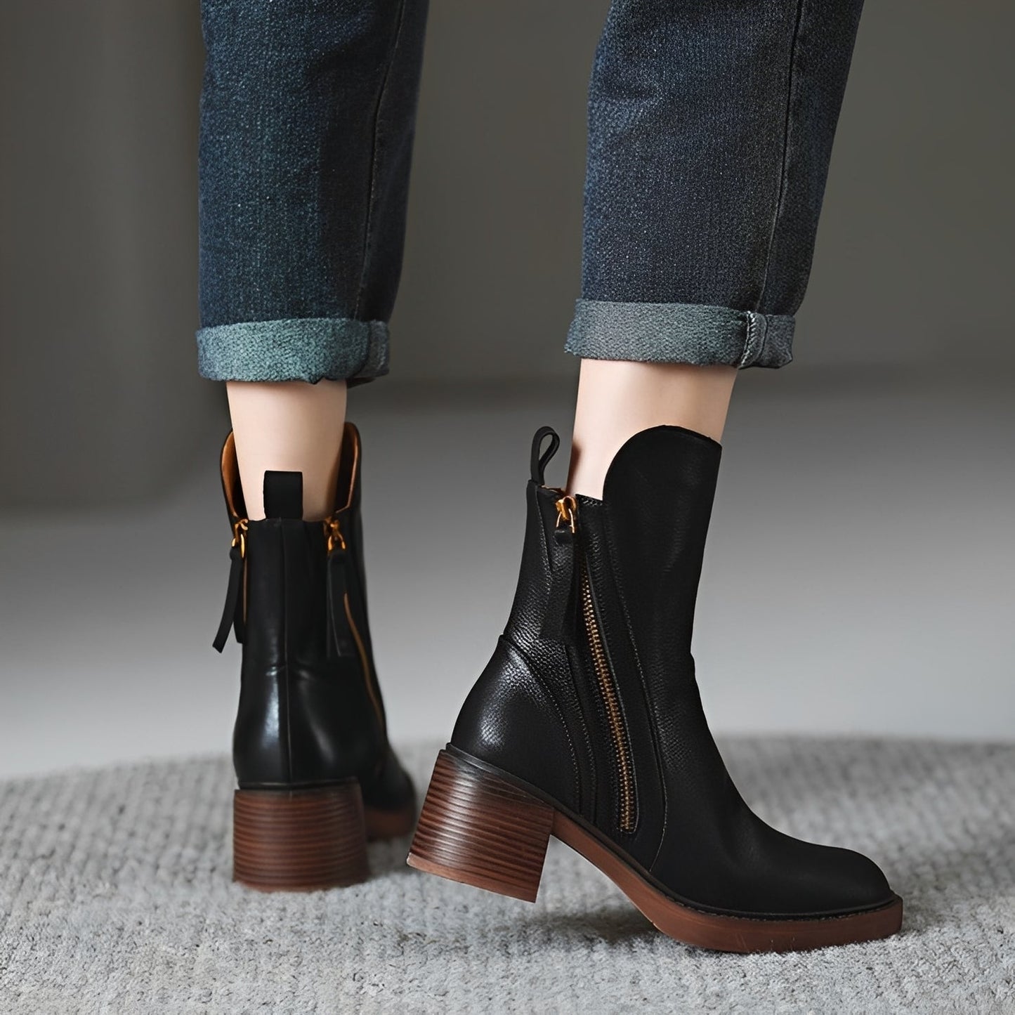 Connie - Botine stilate cu toc gros pentru femei