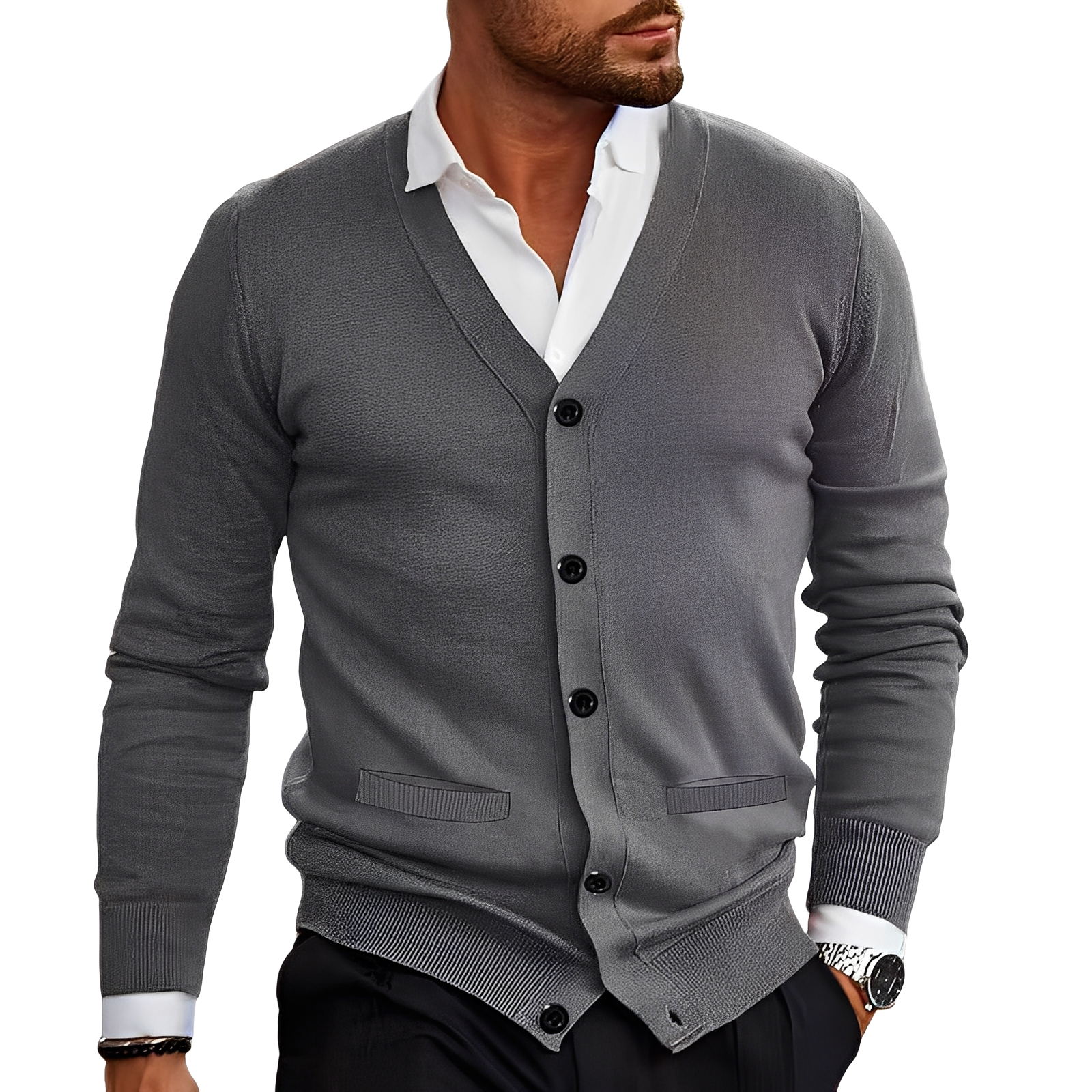 Holden – Cardigan Casual cu Nasturi pentru Bărbați