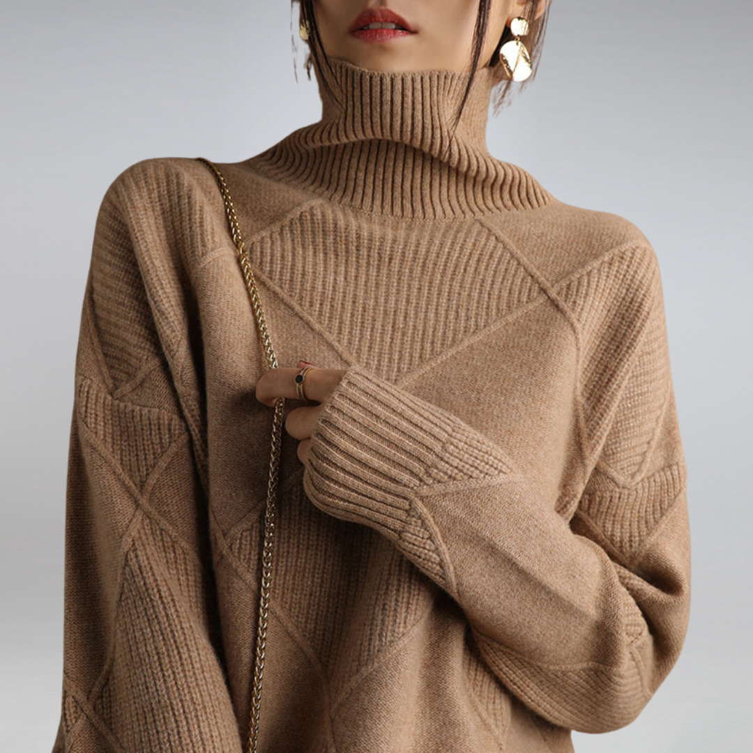 Camille - Pulover elegant cu guler înalt