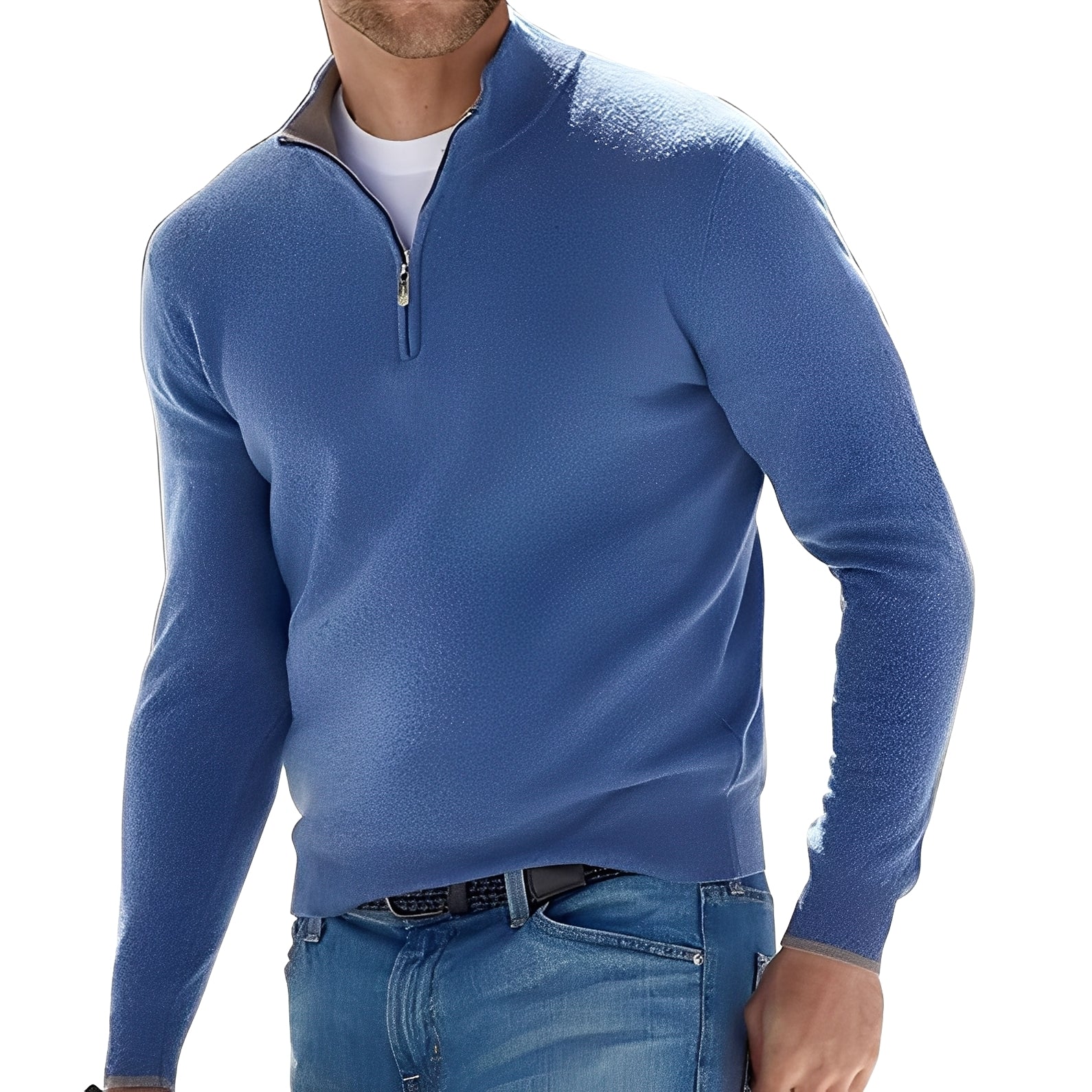 Ralph - Pulover lejer din cashmere cu fermoar pentru bărbați