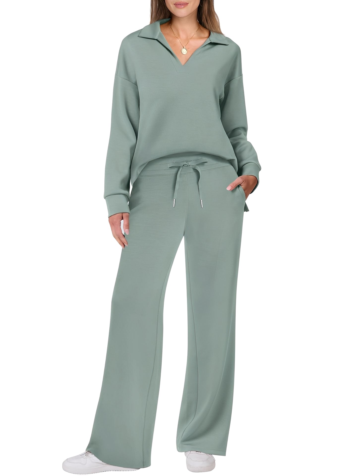 Justina - Set lejer din pulover și pantaloni pentru dame