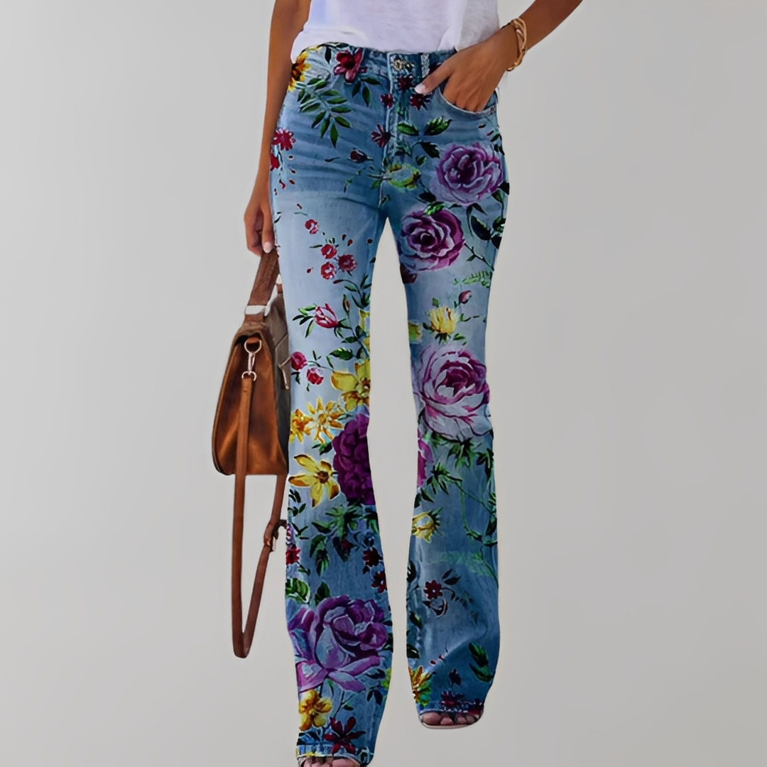 Dionella - Blugi cu imprimeu floral pentru femei