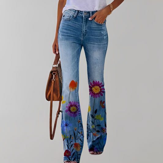 Dionella - Blugi cu imprimeu floral pentru femei