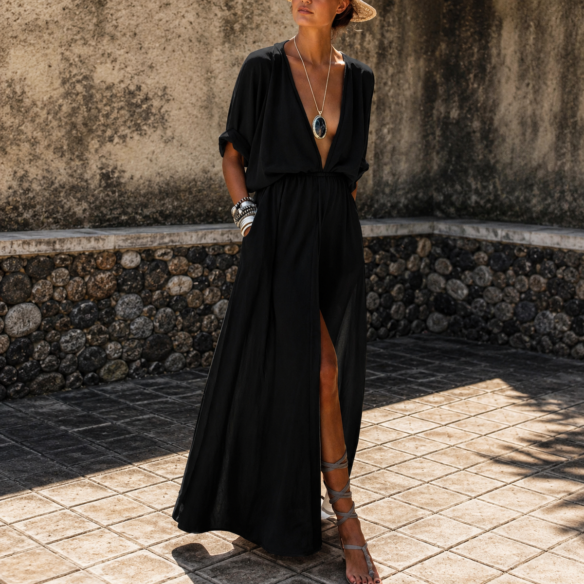 Nicole - Rochie lungă elegantă cu o despicătură laterală izbitoare