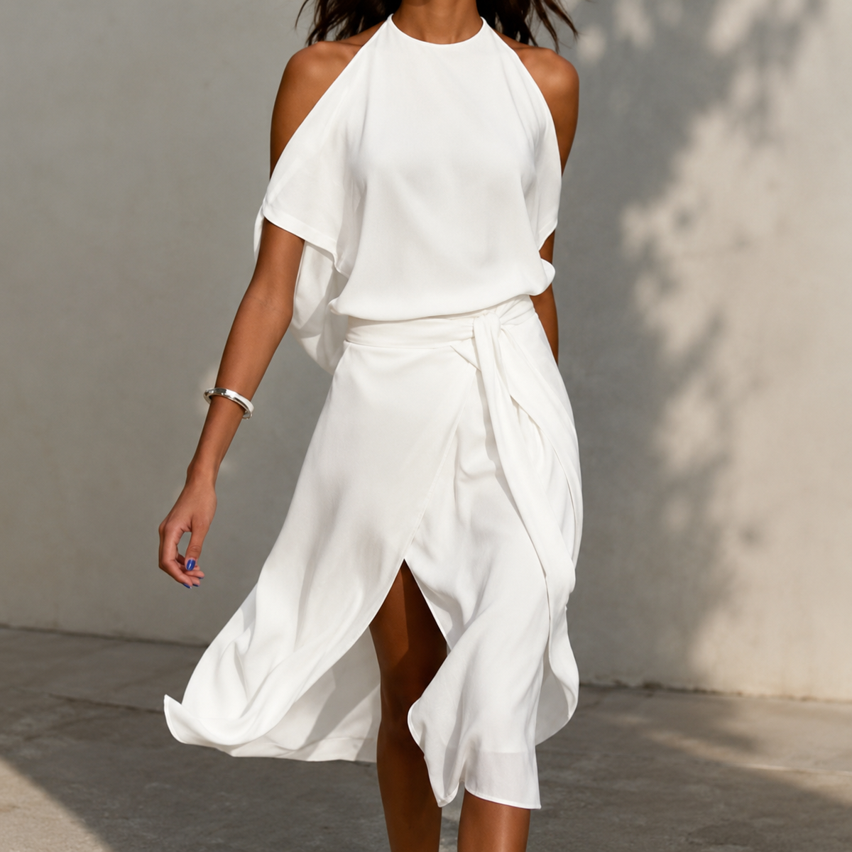 Celestine - Rochie midi cu tiv asimetric