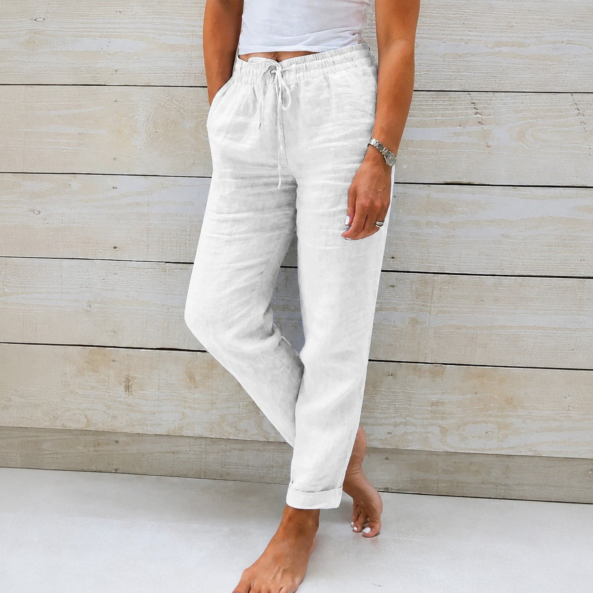 Dyan - Pantaloni casual cu șnur pentru femei