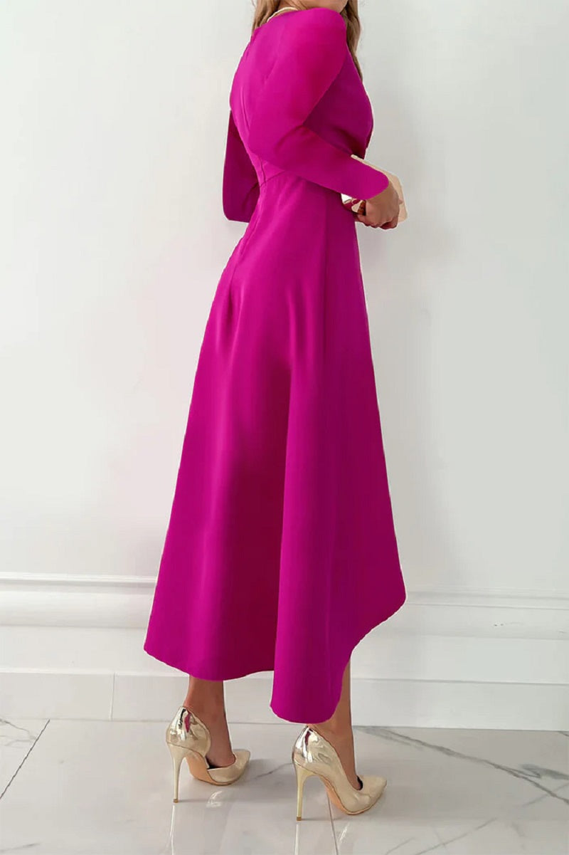Cherry - Rochie plisată elegantă unicoloră