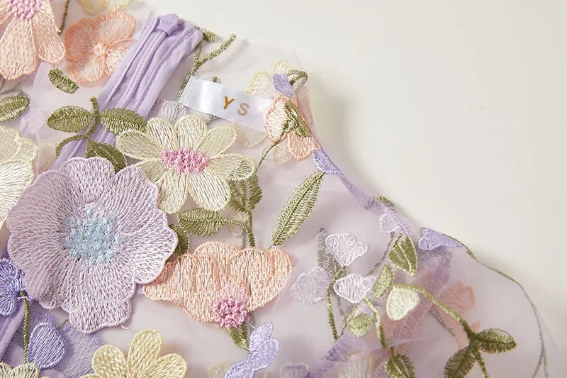 Andrea – Rochie maxi transparentă cu broderie delicată