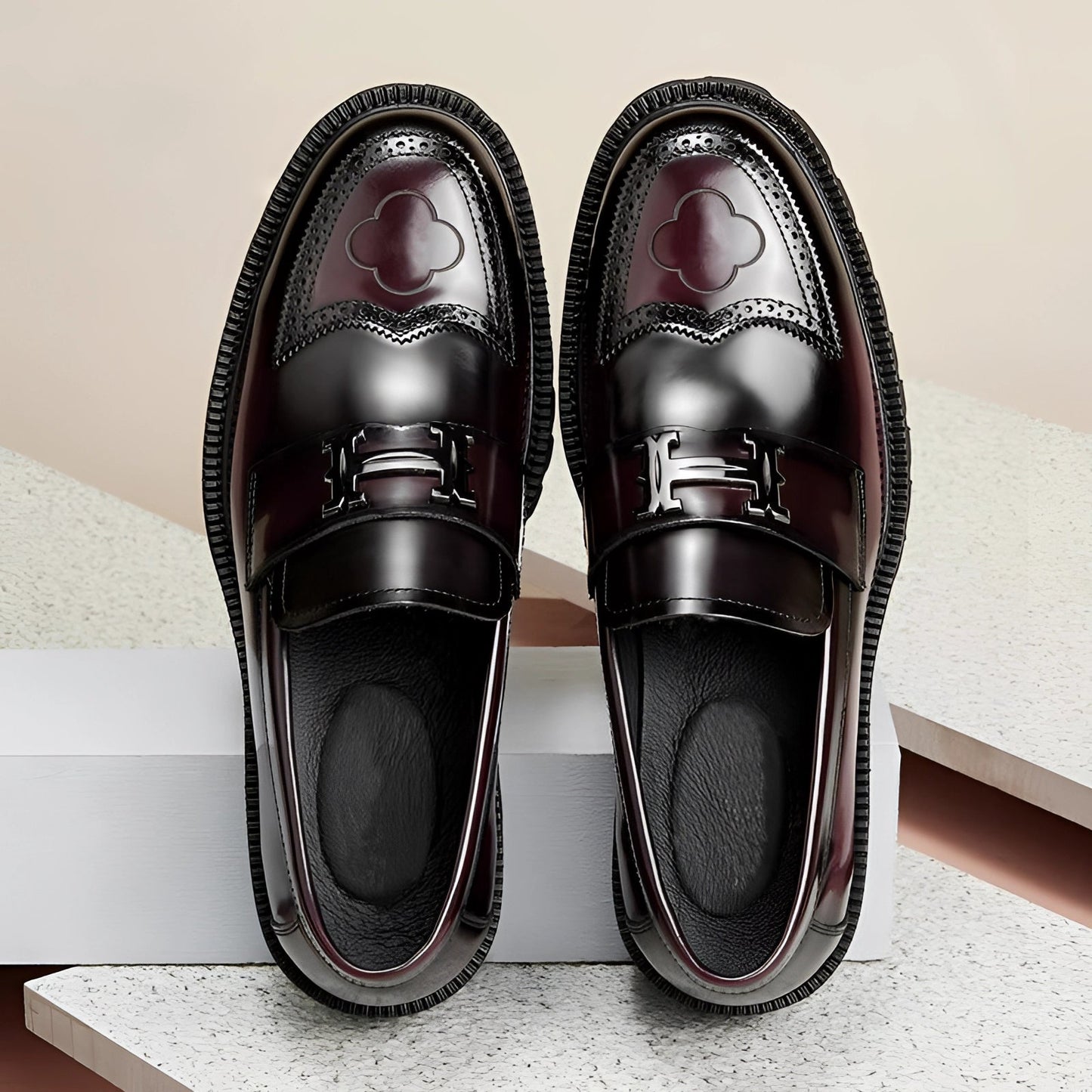 Marc – Loafer din piele bordeaux cu talpă groasă
