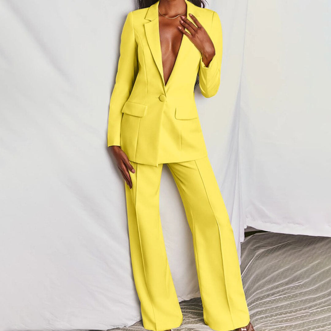 Celeste – Costum elegant sacou și pantaloni