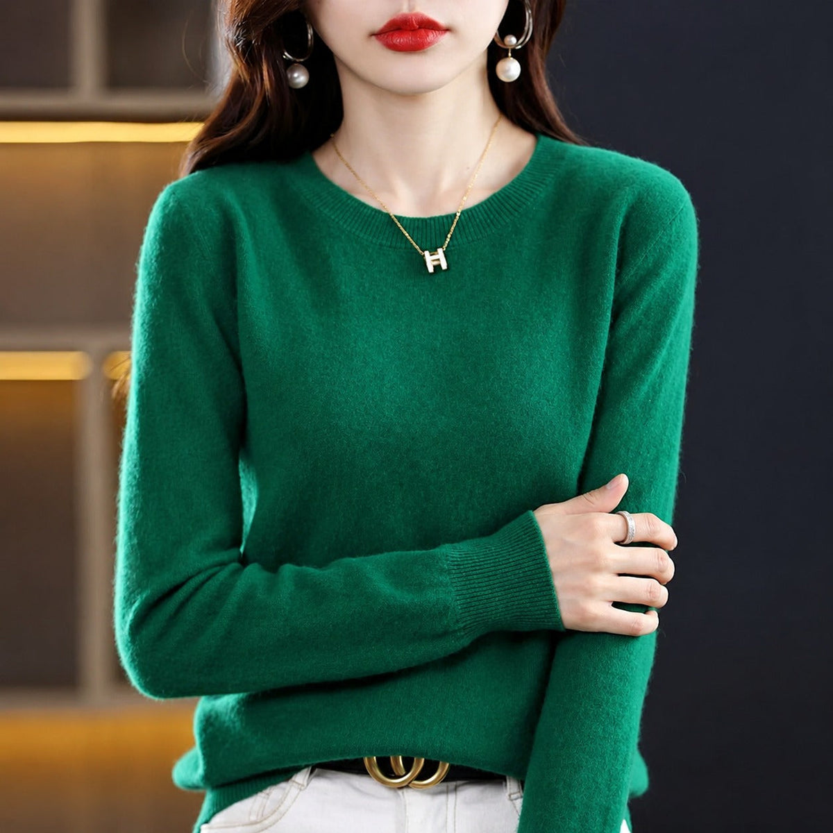 Erica - Pulover Casual cu Guler Rotund pentru Femei