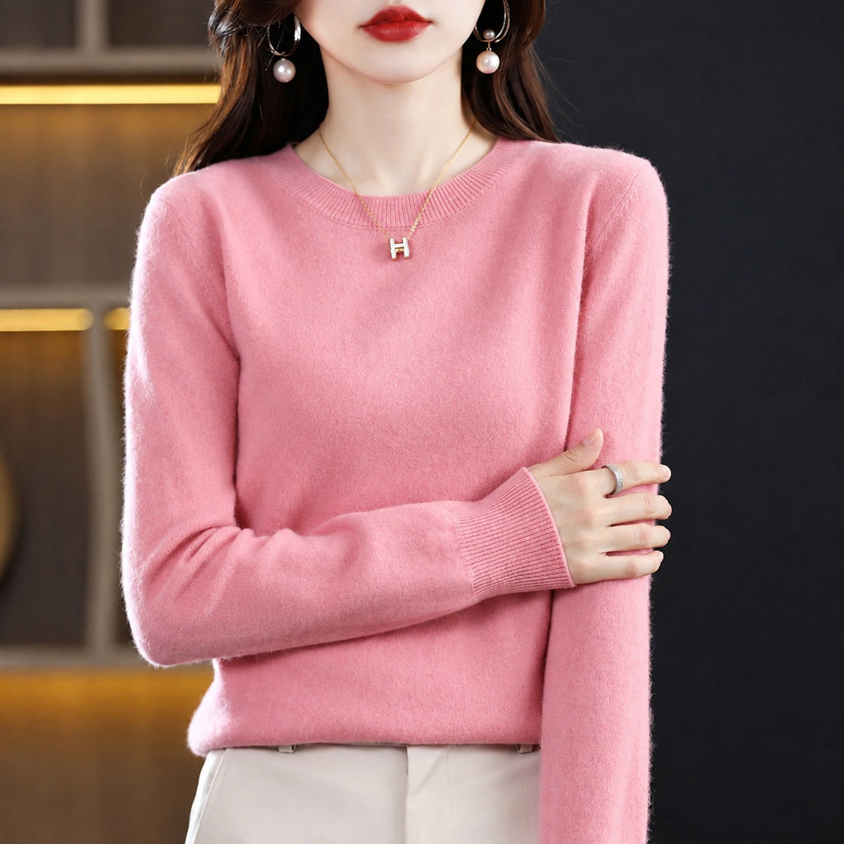 Erica - Pulover Casual cu Guler Rotund pentru Femei