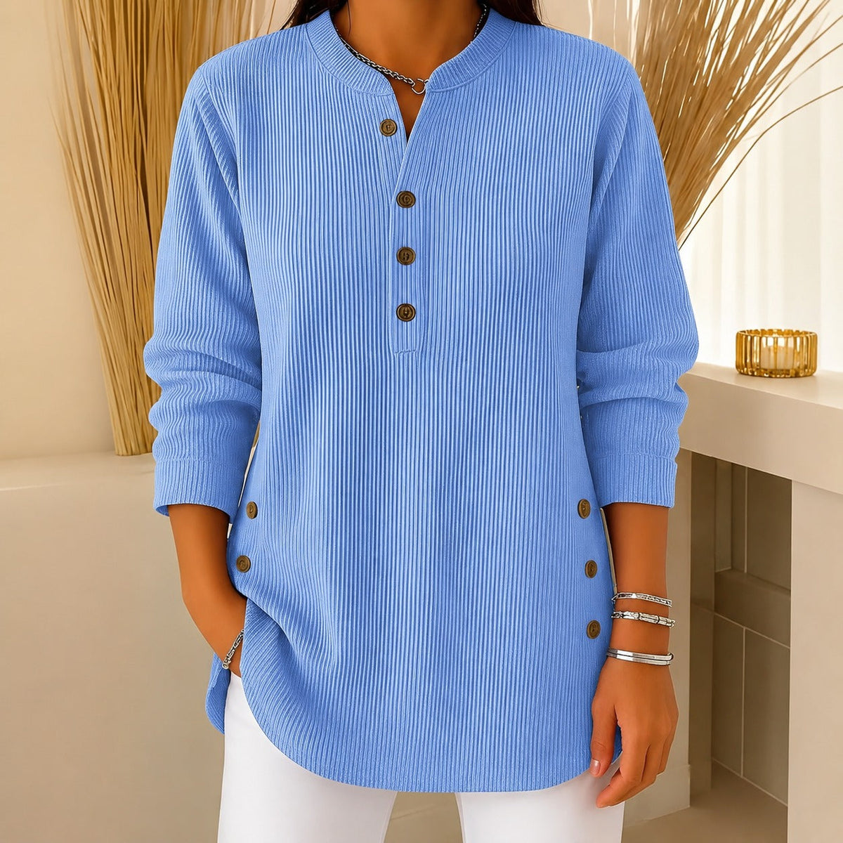 Jocelyn - Un pulover casual pentru femei cu nasturi