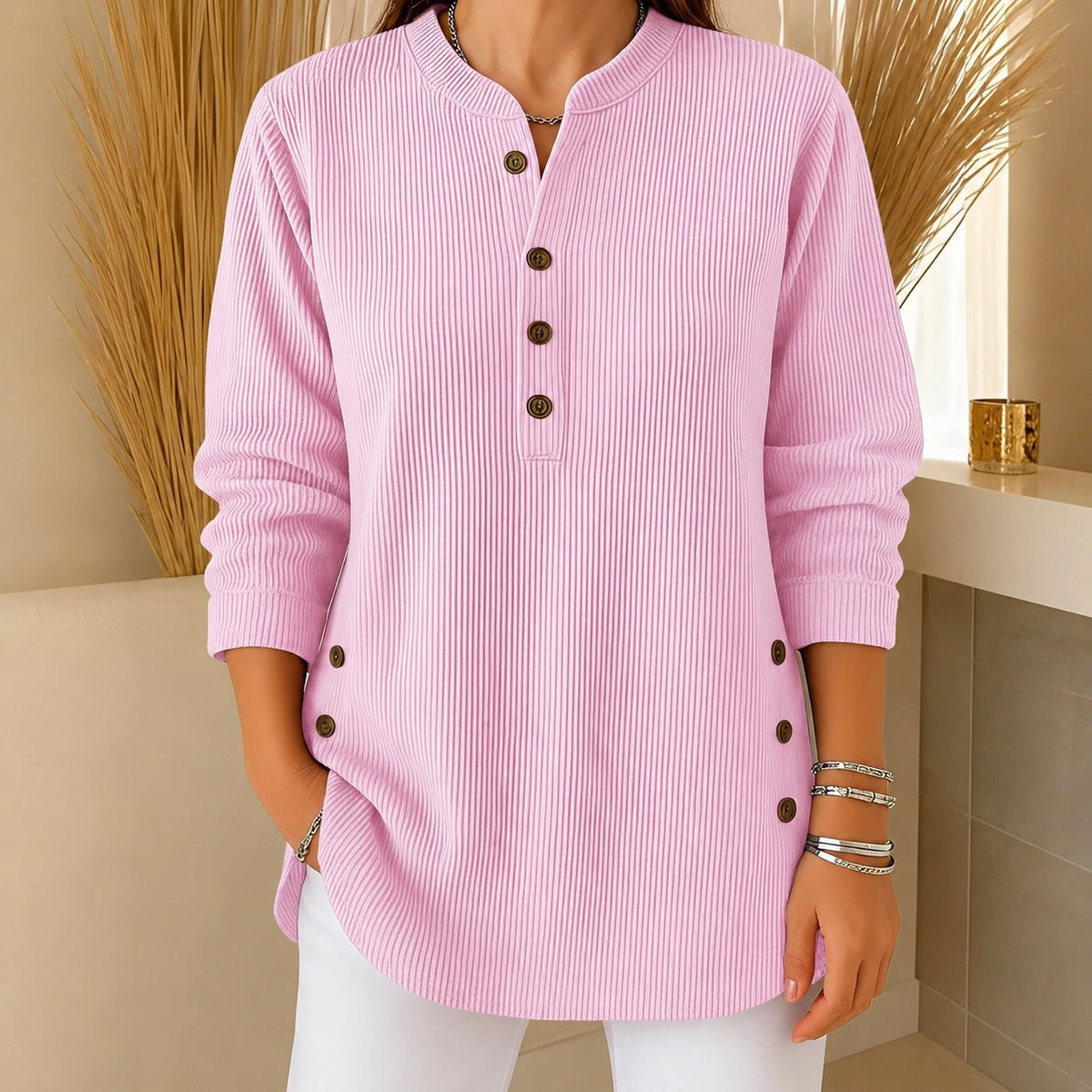 Jocelyn - Un pulover casual pentru femei cu nasturi