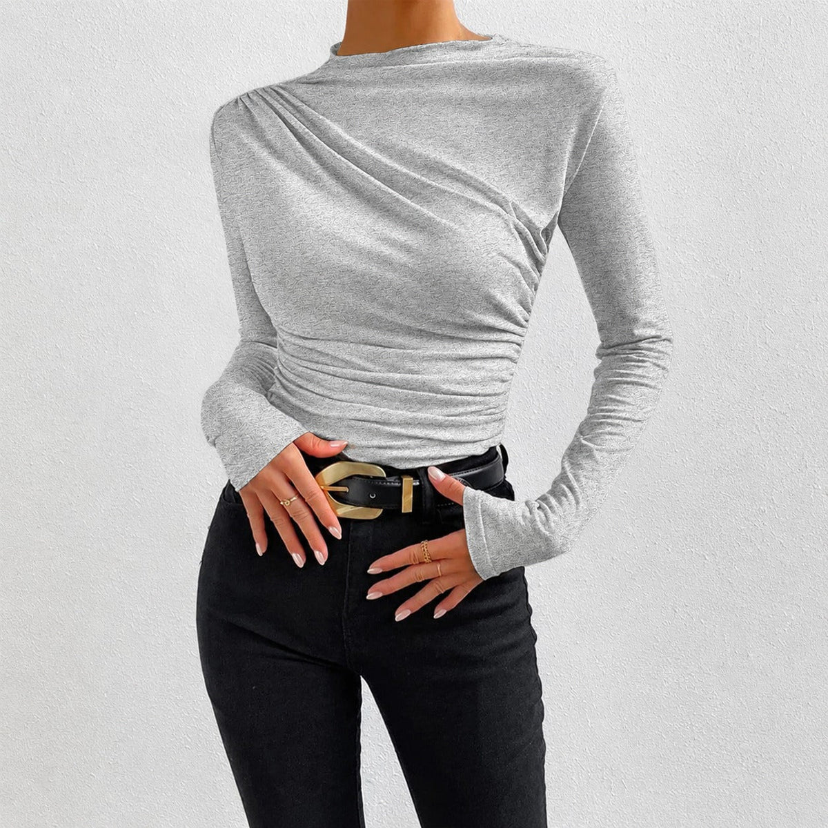 Livia - Tricou cu mâneci lungi, mulat, cu volane