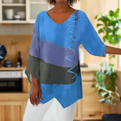 Eli – Bluză tricoloră cu croială care acoperă abdomenul