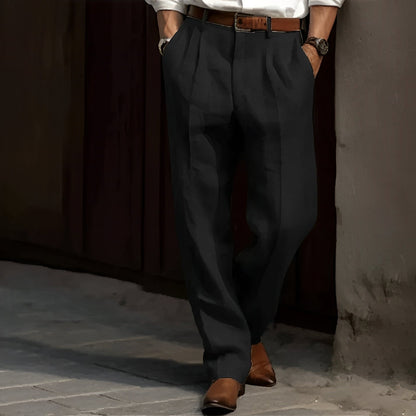 Carlos - Pantaloni retro din in pentru bărbați