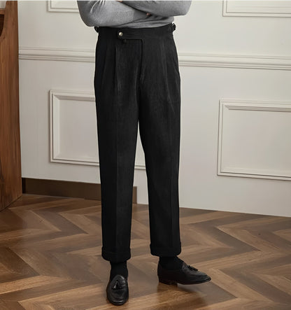 Keaton - Pantaloni moderne din cord cu talie înaltă pentru bărbați