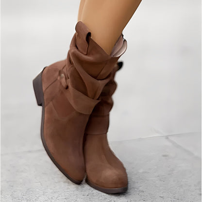 Marjorie - Cizme casual din piele întoarsă cu croială largă pentru femei
