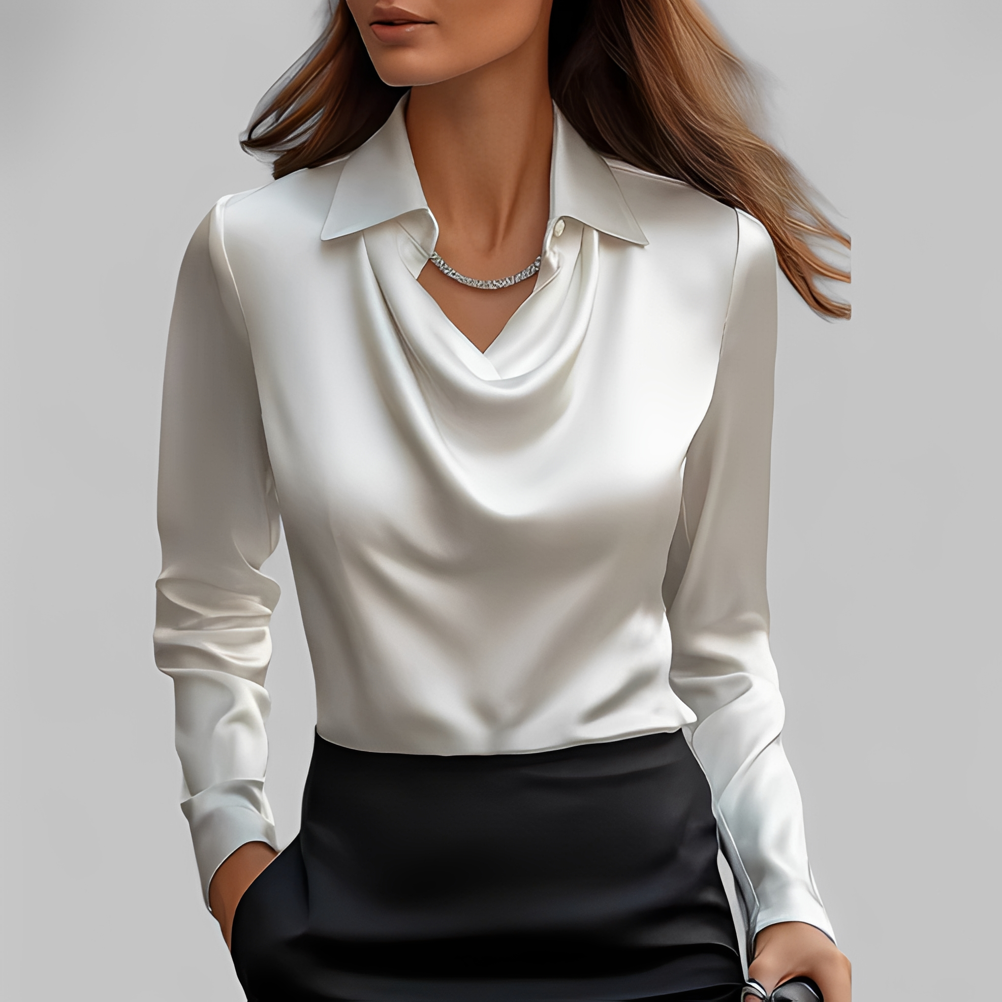 Emmalyn – Bluză elegantă cu drapaje pentru femei
